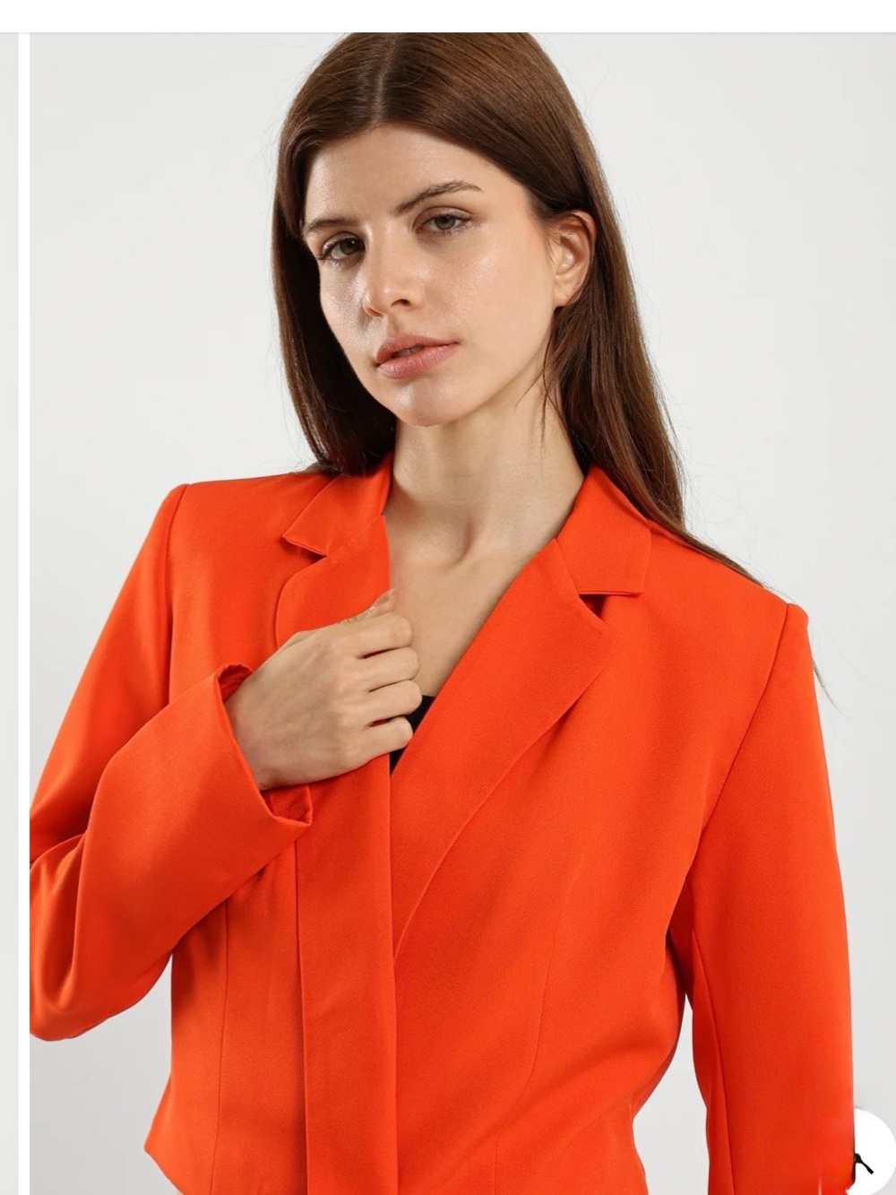 The Sei silk blend  Orange Tailored crop jacket